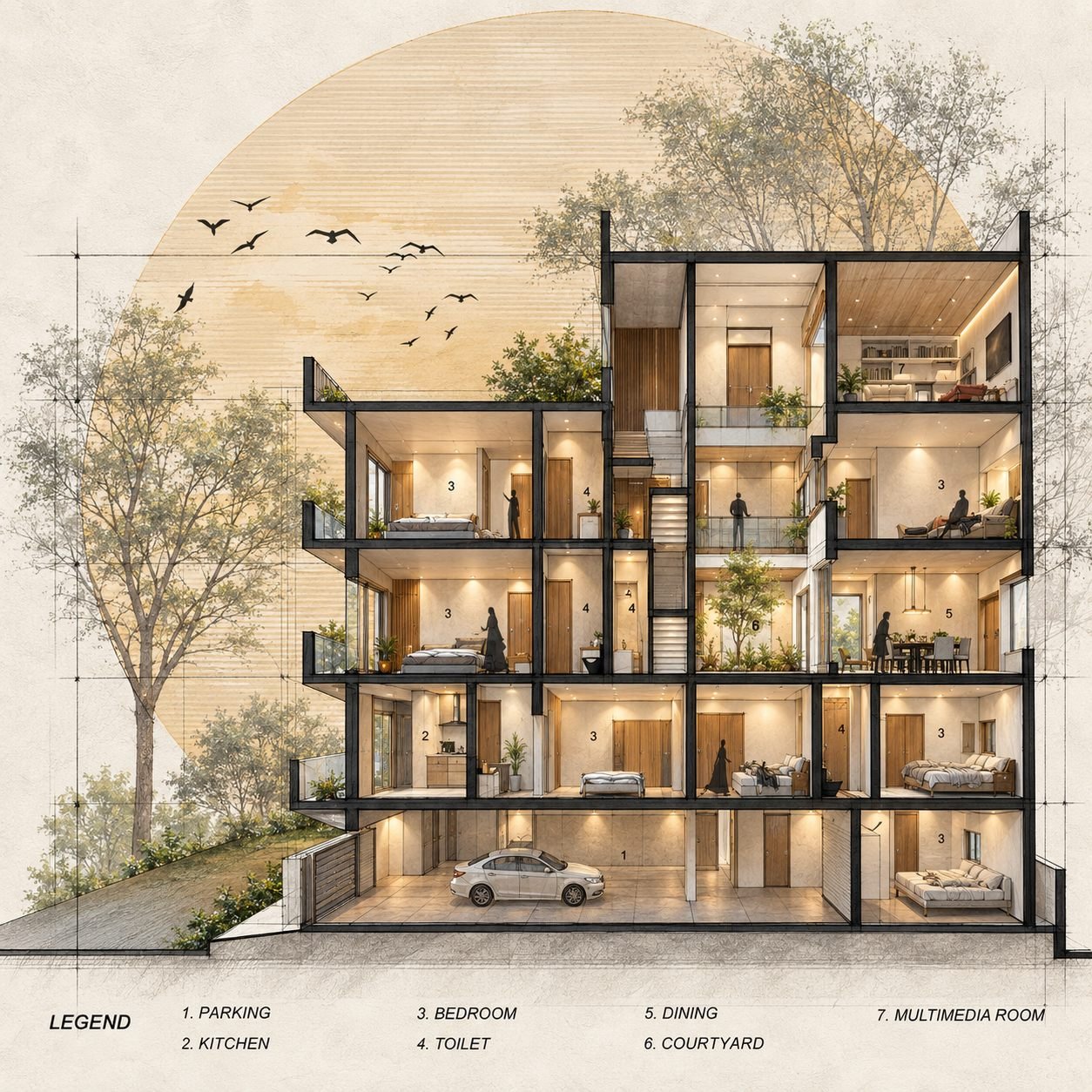 Avinash Patil - Warm Cutaway Modern Home Section